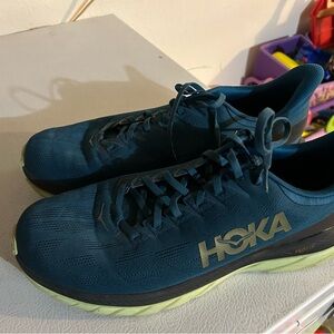 Hoka Men's Teal and Lime Athletic Shoes